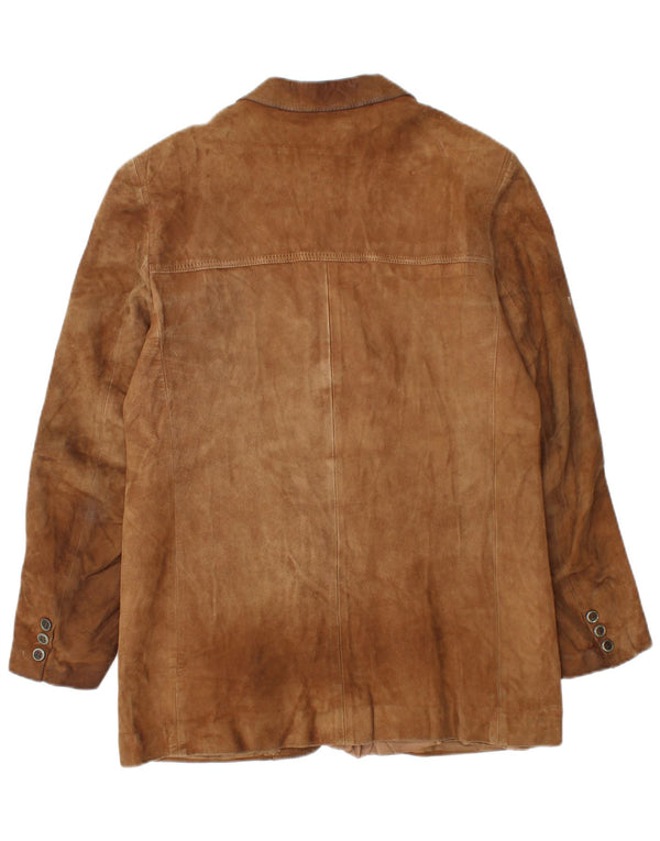 Giacca vintage in pelle scamosciata da uomo UK 36 piccola in pelle marrone