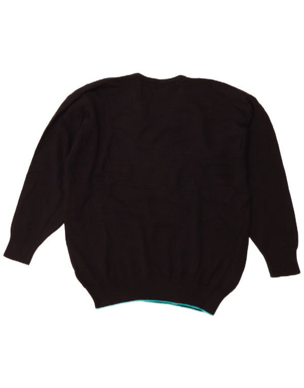 PRINGLE Maglione da uomo con scollo a V XL Nero Argyle/Acrilico diamante