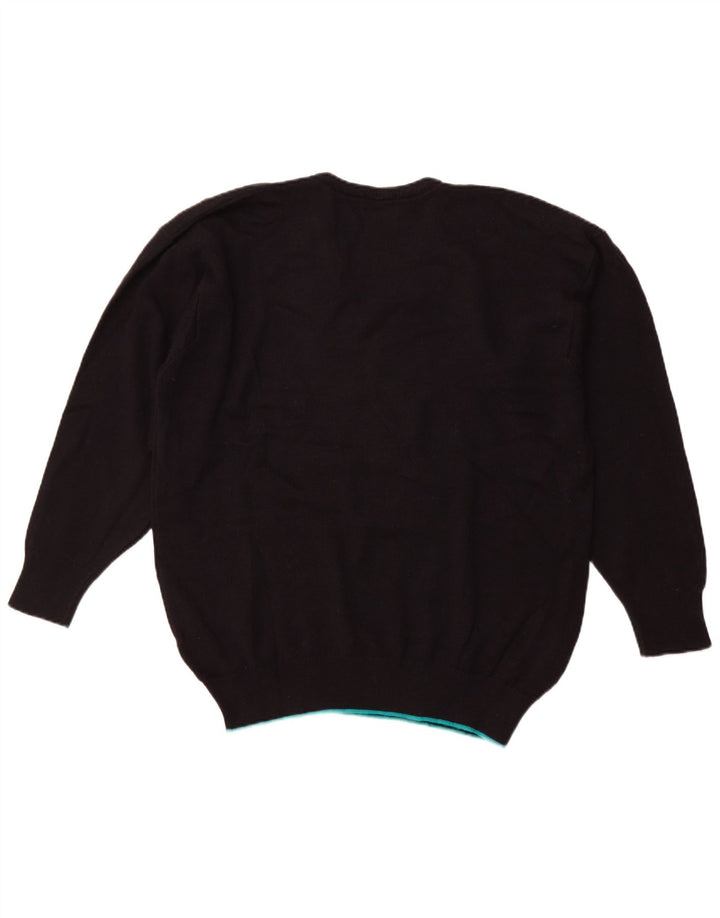 PRINGLE Maglione da uomo con scollo a V XL Nero Argyle/Acrilico diamante