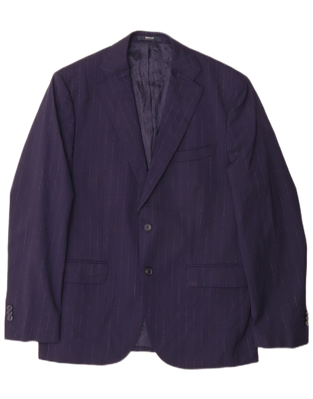 Giacca blazer da uomo a 2 bottoni Boggi IT 52 XL Lana gessata blu navy
