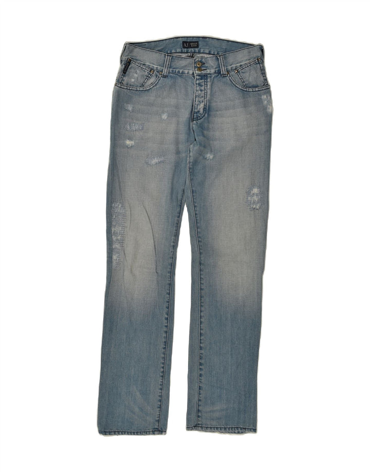 ARMANI Womens Distressed Straight Jeans W28 L34 Blue Vintage Armani and Second-Hand Armani from Messina Hembry 