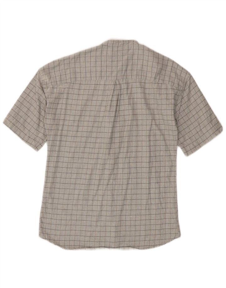 ERMENEGILDO ZEGNA Mens Short Sleeve Shirt Large Grey Check