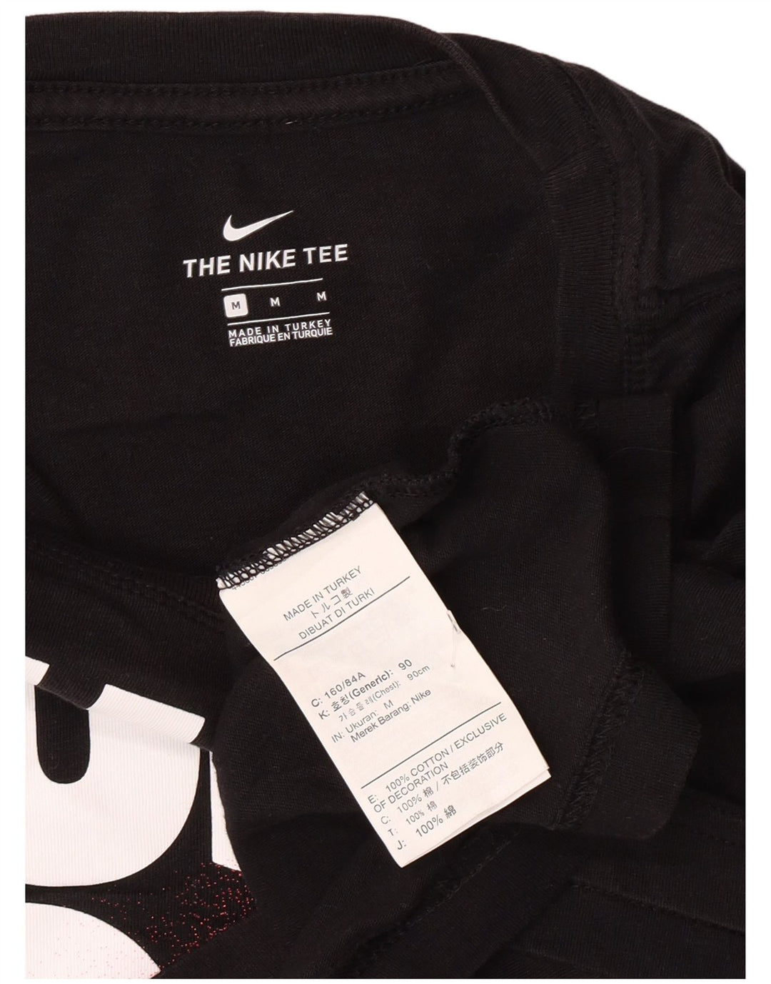 T-shirt grafica corta Nike da donna, vestibilità ampia, taglia UK 14, cotone nero medio