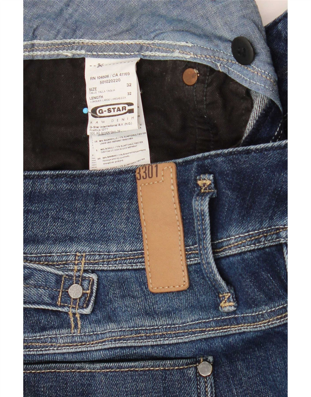 Jeans slim G-Star da donna 3301 W32 L32 cotone blu navy