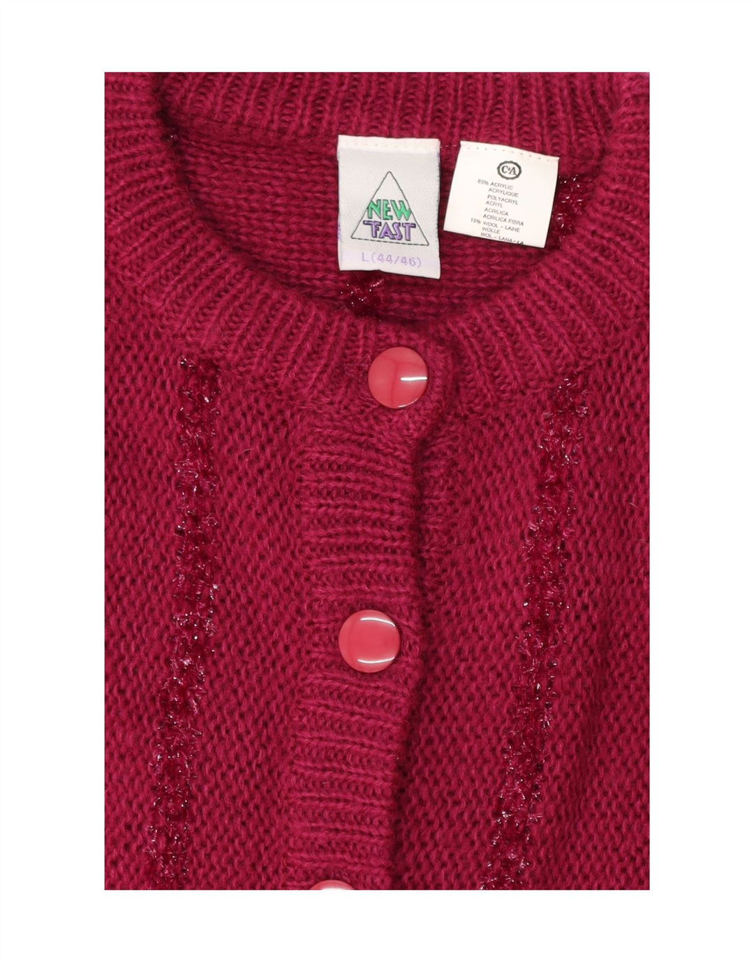 NEW FAST Womens Oversized Cardigan Sweater UK 16 Large Pink Acrylic