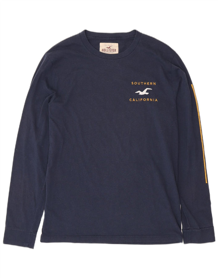 HOLLISTER Top grafico da uomo a maniche lunghe in cotone blu navy medio