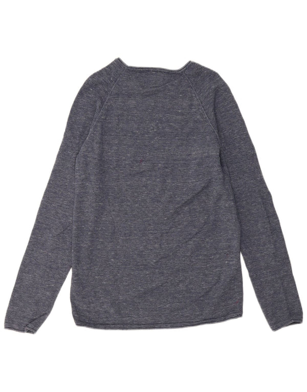 Jack & Jones Maglione da uomo con scollo a barca Maglione medio in cotone screziato blu navy