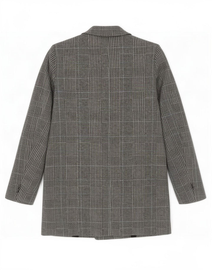 Cappotto doppiopetto da donna Zara vestibilità ampia UK 10 piccolo pied de poule grigio