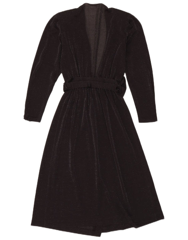Vintage Womens Long Sleeve See Through Maxi Dress UK 16 Large Black