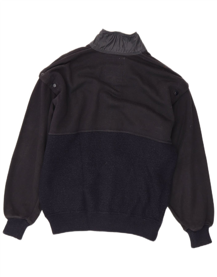 Giubbotto bomber lavorato a maglia da donna Malagrida UK 36 piccolo in lana blu navy nautico