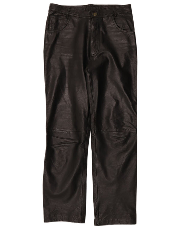 Pantaloni da motociclista in pelle da uomo Linus W32 L30 Neri