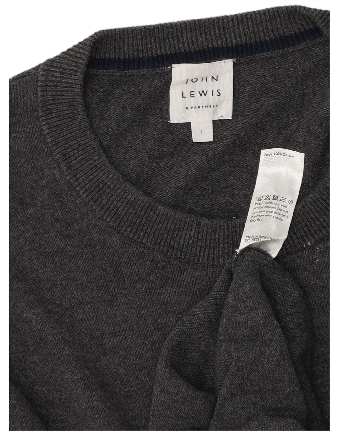 Maglione girocollo da uomo John Lewis, grande cotone grigio