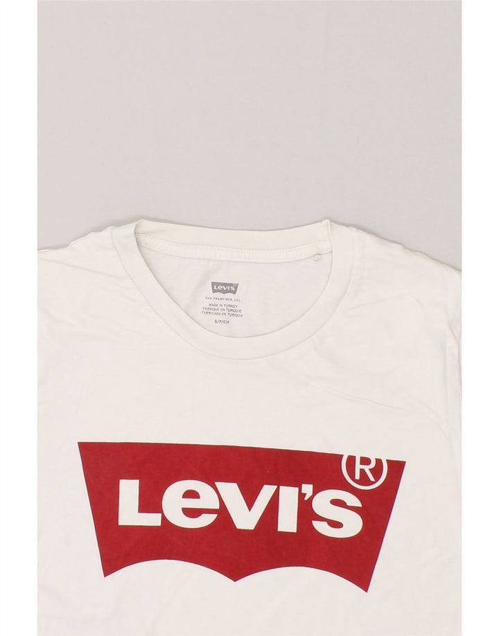 LEVI'S Womens Graphic T-Shirt Top UK 10 Small White Cotton Vintage Levi's and Second-Hand Levi's from Messina Hembry 