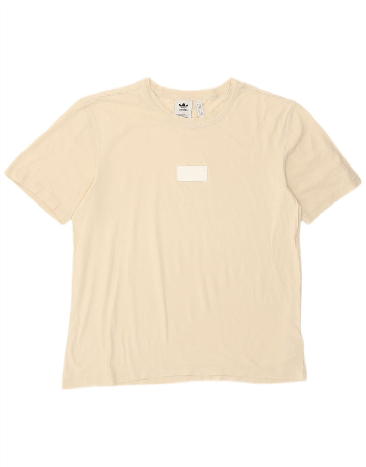 T-shirt da uomo Adidas Top in cotone bianco sporco medio