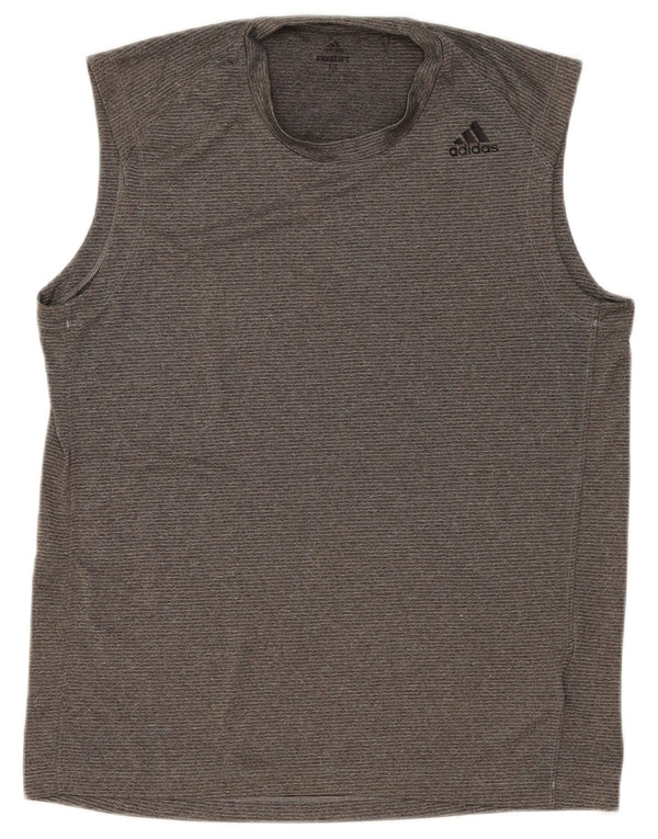 Canotta Adidas da uomo in poliestere grigio medio