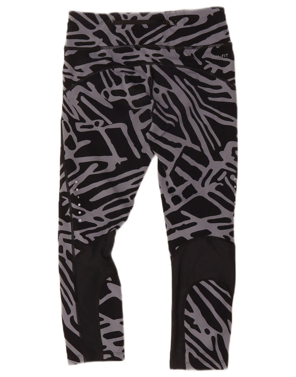 Leggings Nike Dri Fit Capri da donna UK 8 Small nylon geometrico nero