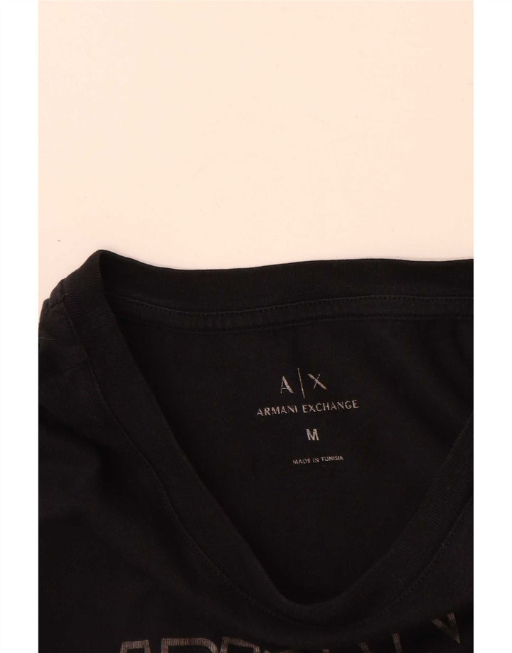T-shirt grafica da donna Armani Exchange Top UK 14 media nera