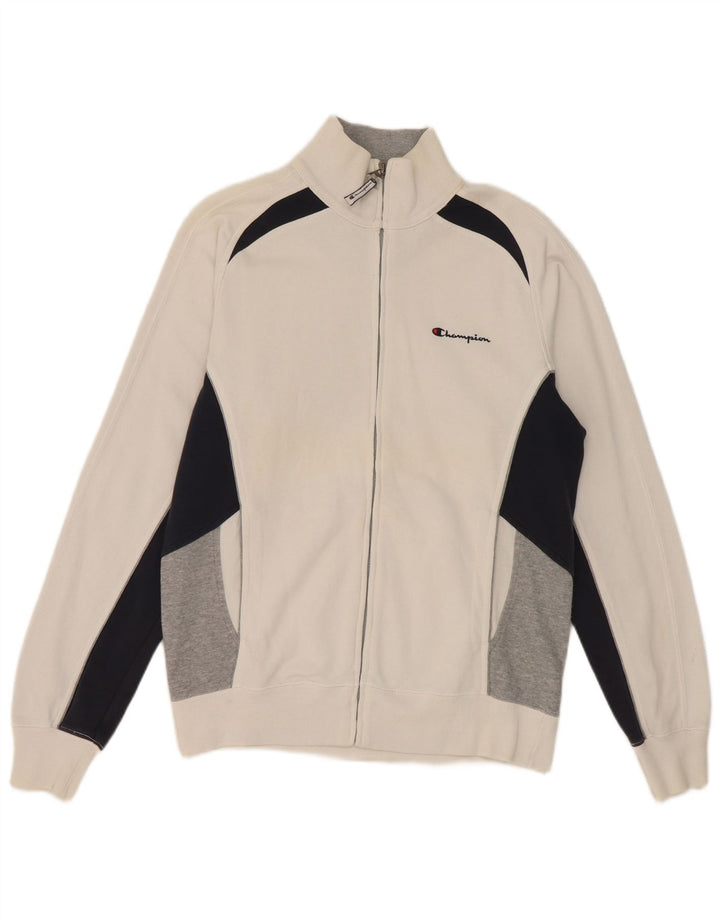 Giacca da tuta da uomo Champion in cotone color block bianco medio
