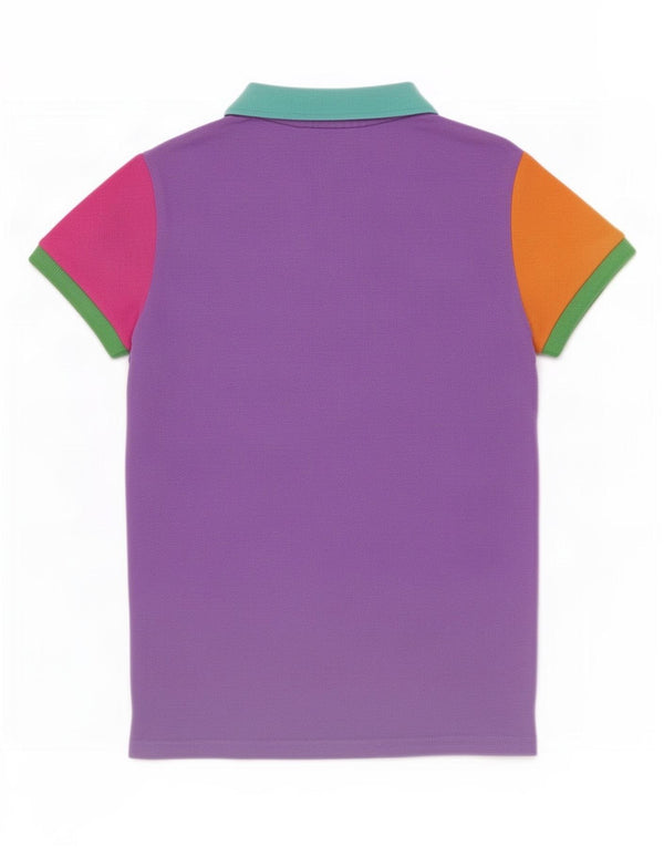 Ralph Lauren Girls Polo Shirt 12-13 Years Large Navy Blue Colourblock