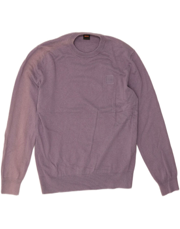 Maglione maglione girocollo da uomo Hugo Boss grande cotone viola
