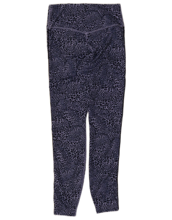 Leggings Nike Dri Fit da donna UK 8 piccolo poliestere blu con stampa animalier