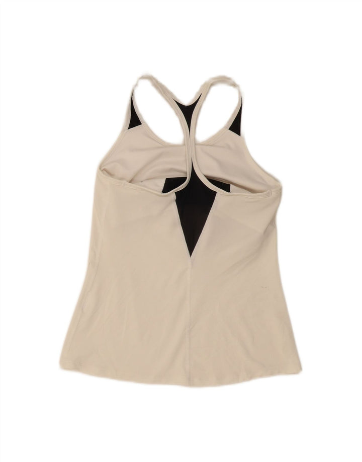 NIKE Womens Dri Fit Graphic Vest Top UK 8 Small White Colourblock