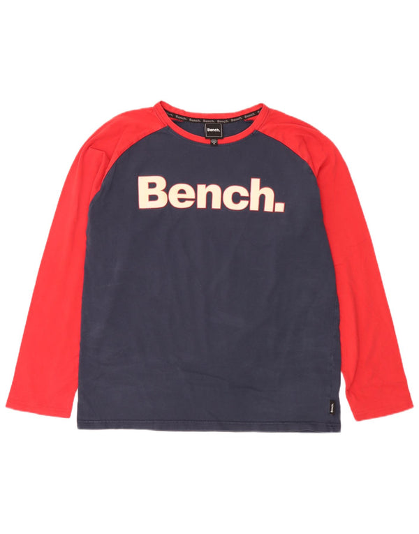 Panca Top grafico da uomo a maniche lunghe XL in cotone color block blu navy