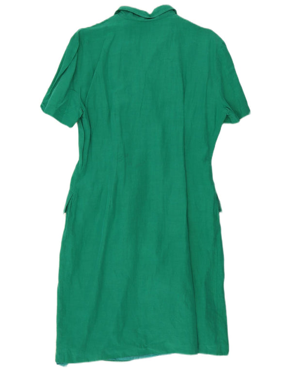 Abito chemisier vintage da donna a maniche corte IT 48 XL Verde