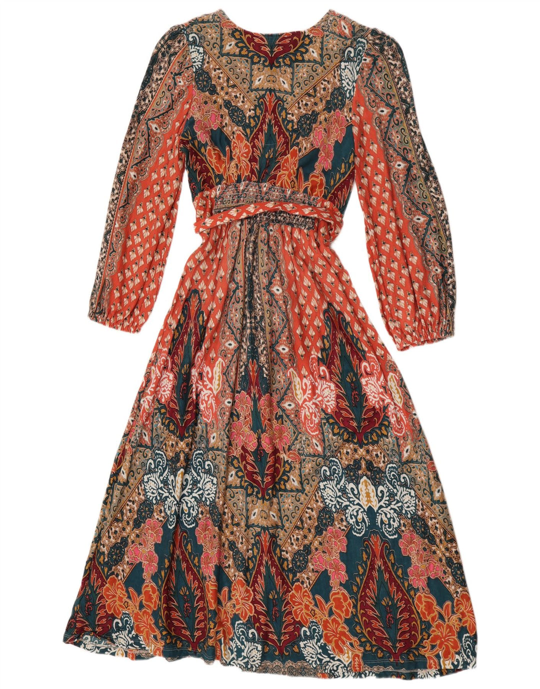 Abito lungo da donna a maniche lunghe Monsoon UK 10 Piccolo Paisley multicolore