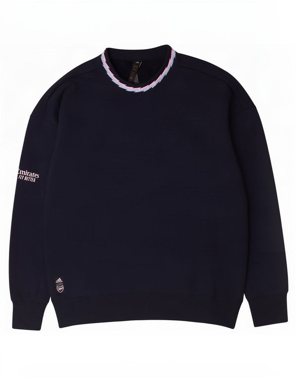 Adidas Uomo Loose Fit Felpa Maglione Medio Blu Navy Cotone