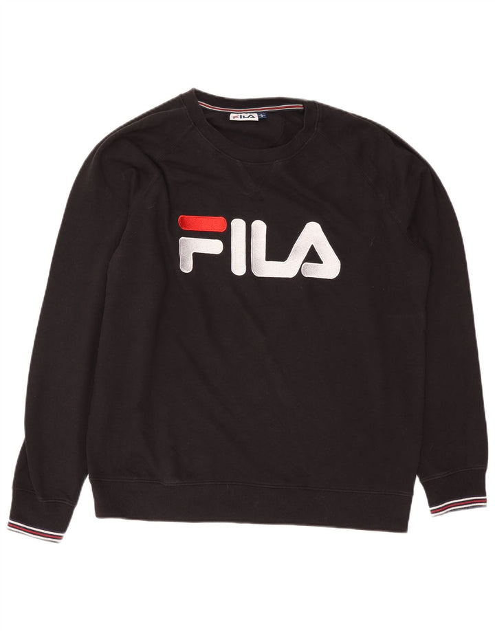 Felpa grafica da uomo Fila Maglione grande cotone nero
