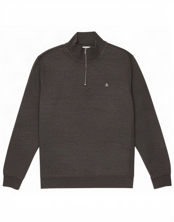 Penguin Felpa con collo con zip da uomo Maglione 2XL Cotone grigio