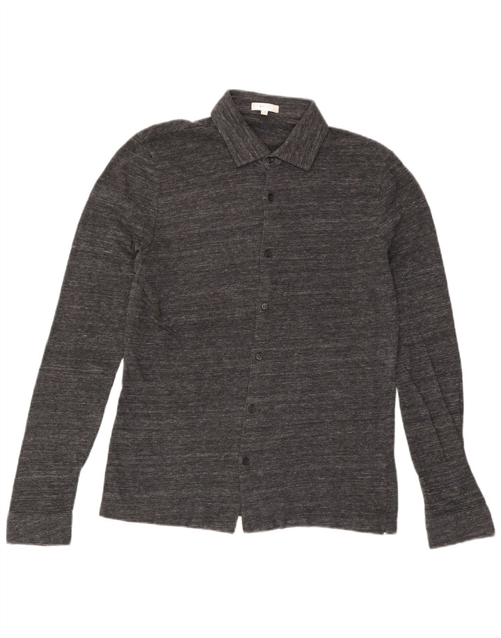 Camicia da uomo Reiss in cotone mélange grigio medio