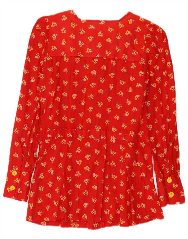 Camicetta camicia vintage da donna IT 42 rosso medio floreale
