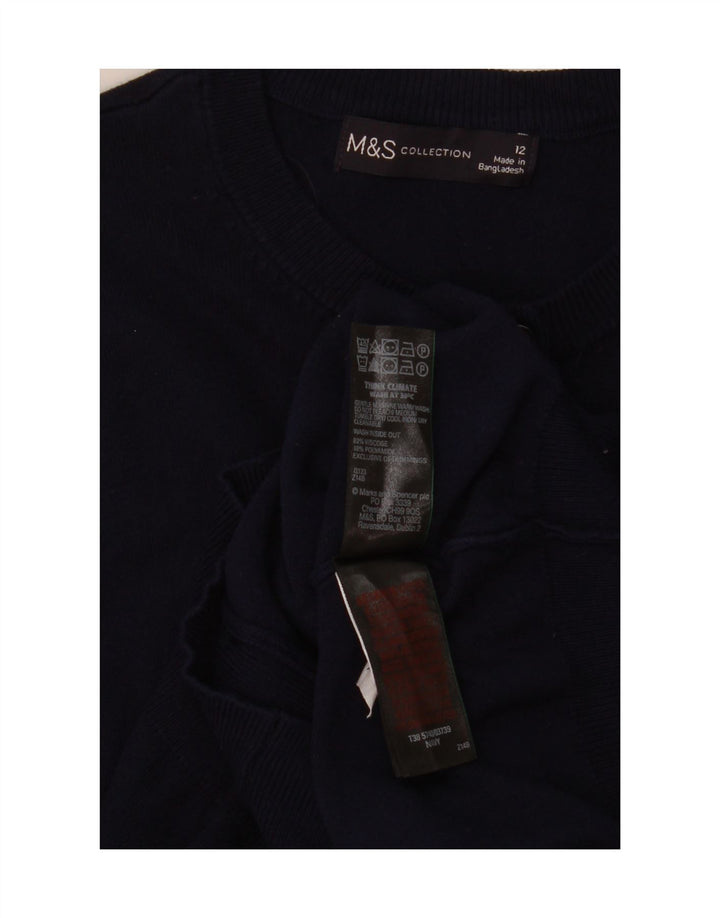 Maglione cardigan da donna Marks & Spencer UK 12 Viscosa blu navy medio