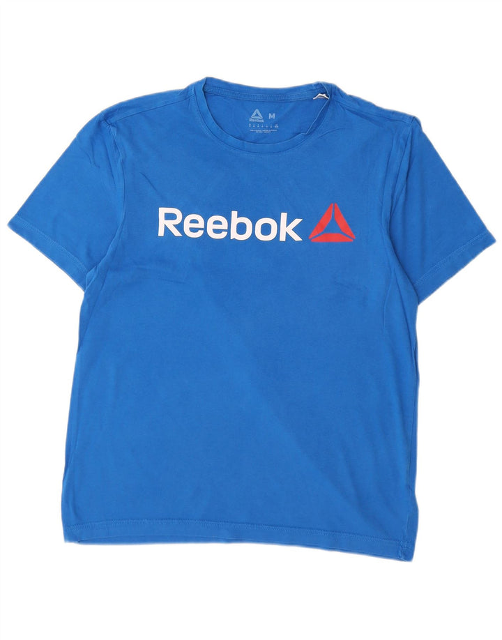 T-shirt grafica da uomo Reebok Top in cotone blu medio