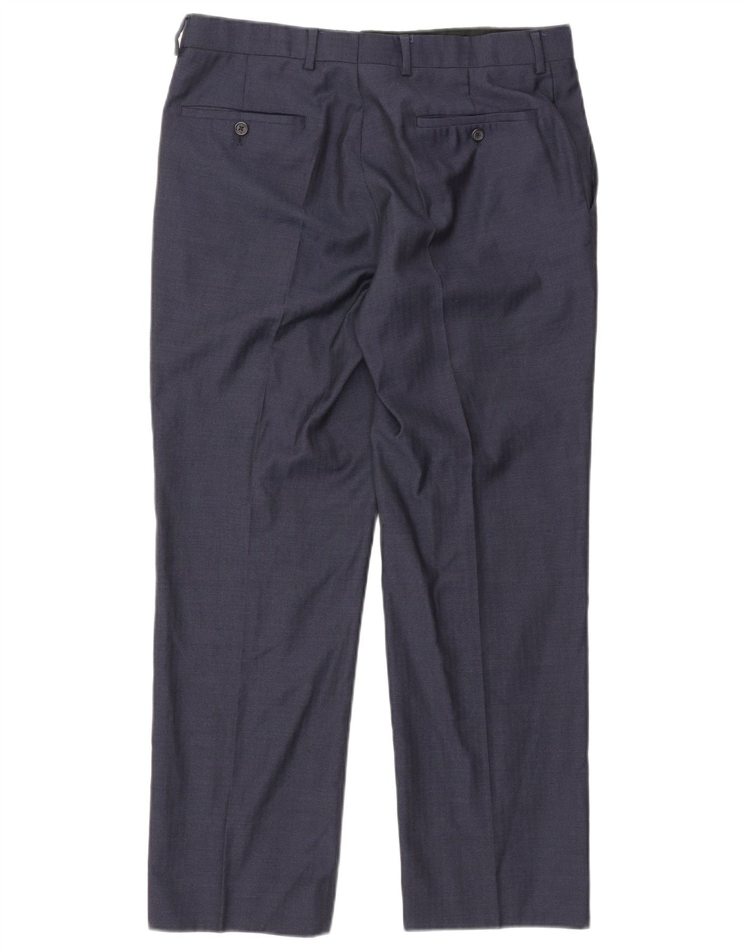 Pantaloni da abito dritti da donna JAEGER W34 L30 in lana blu navy