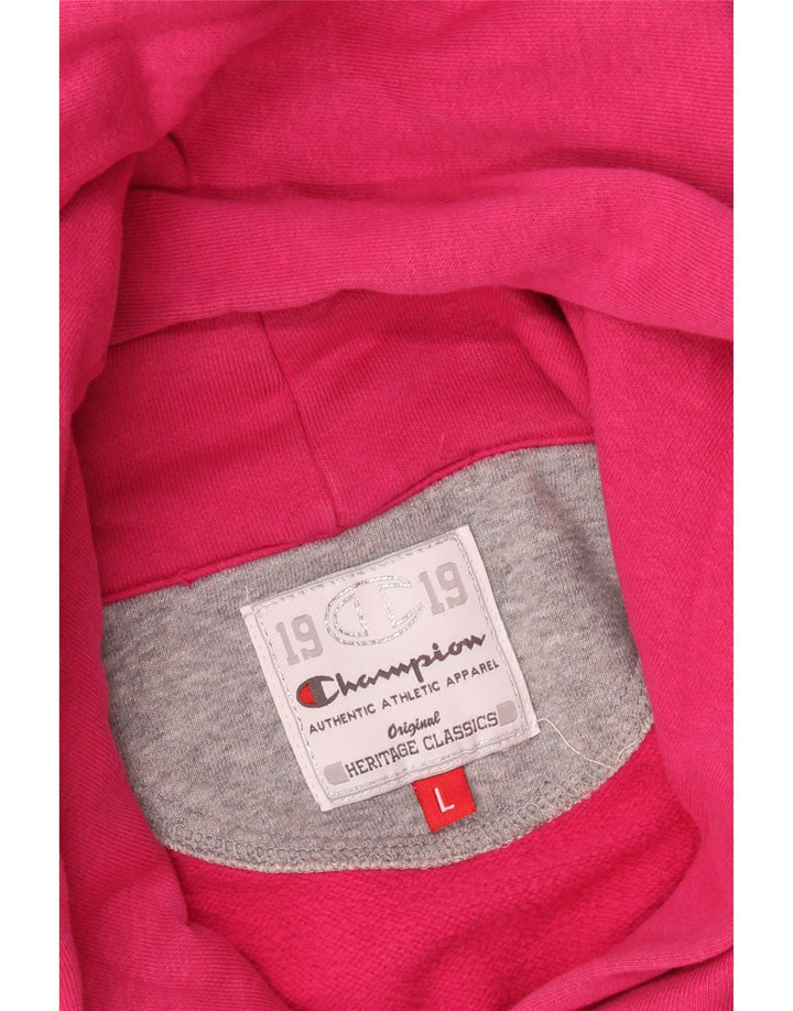 CHAMPION Felpa con cappuccio grafica da donna Heritage Classics UK 16 Large Rosa