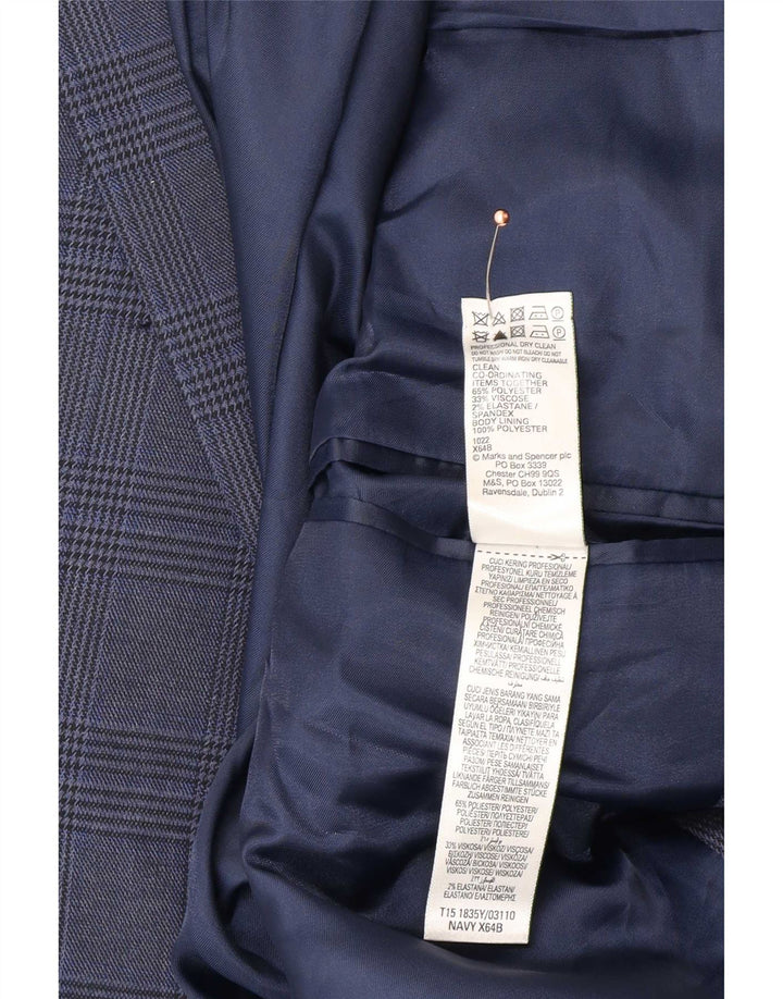 Giacca blazer a 2 bottoni Marks & Spencer da uomo UK 48 2XL pied de poule blu