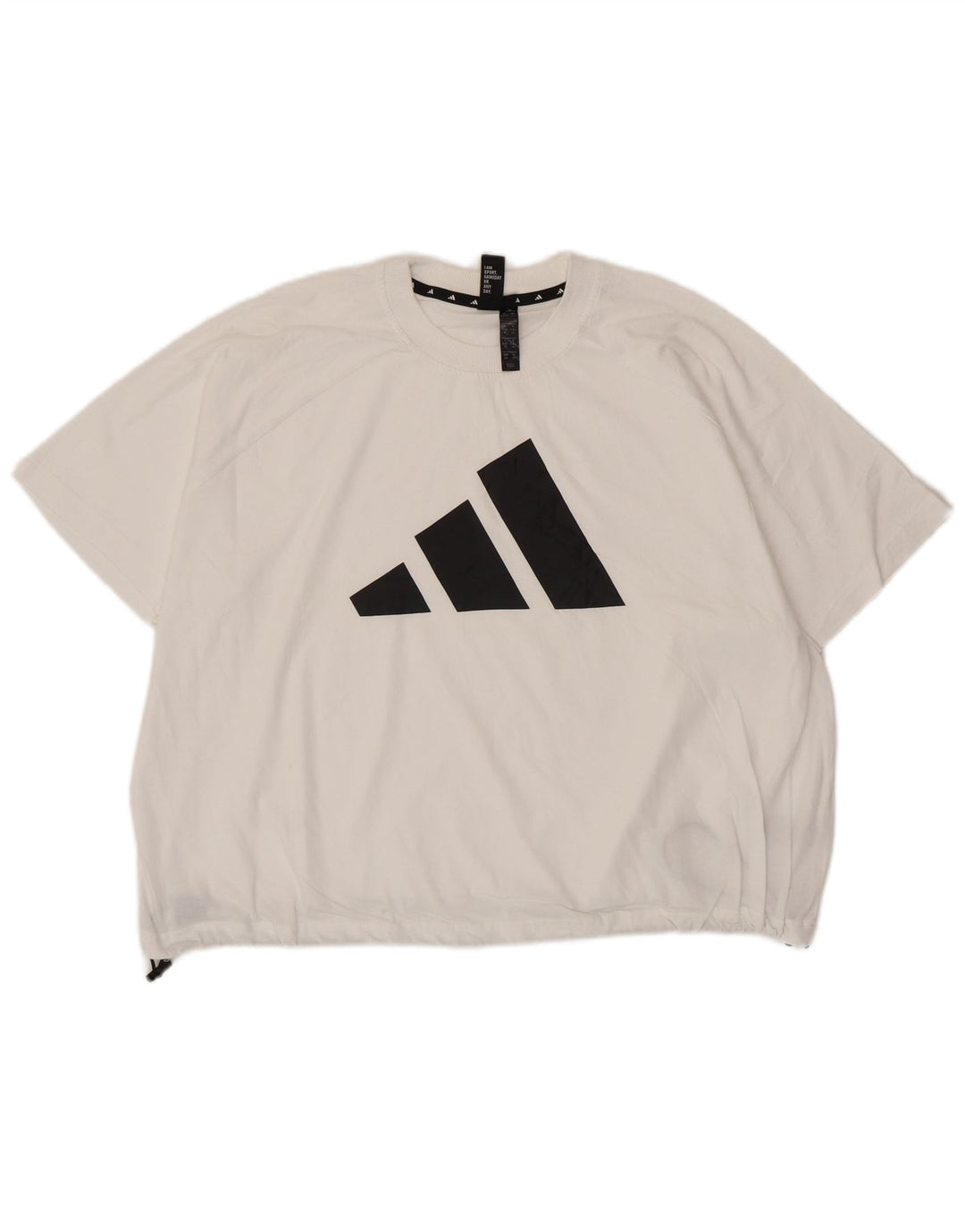T-shirt grafica oversize corta da donna ADIDAS Top UK 10 piccola in cotone bianco