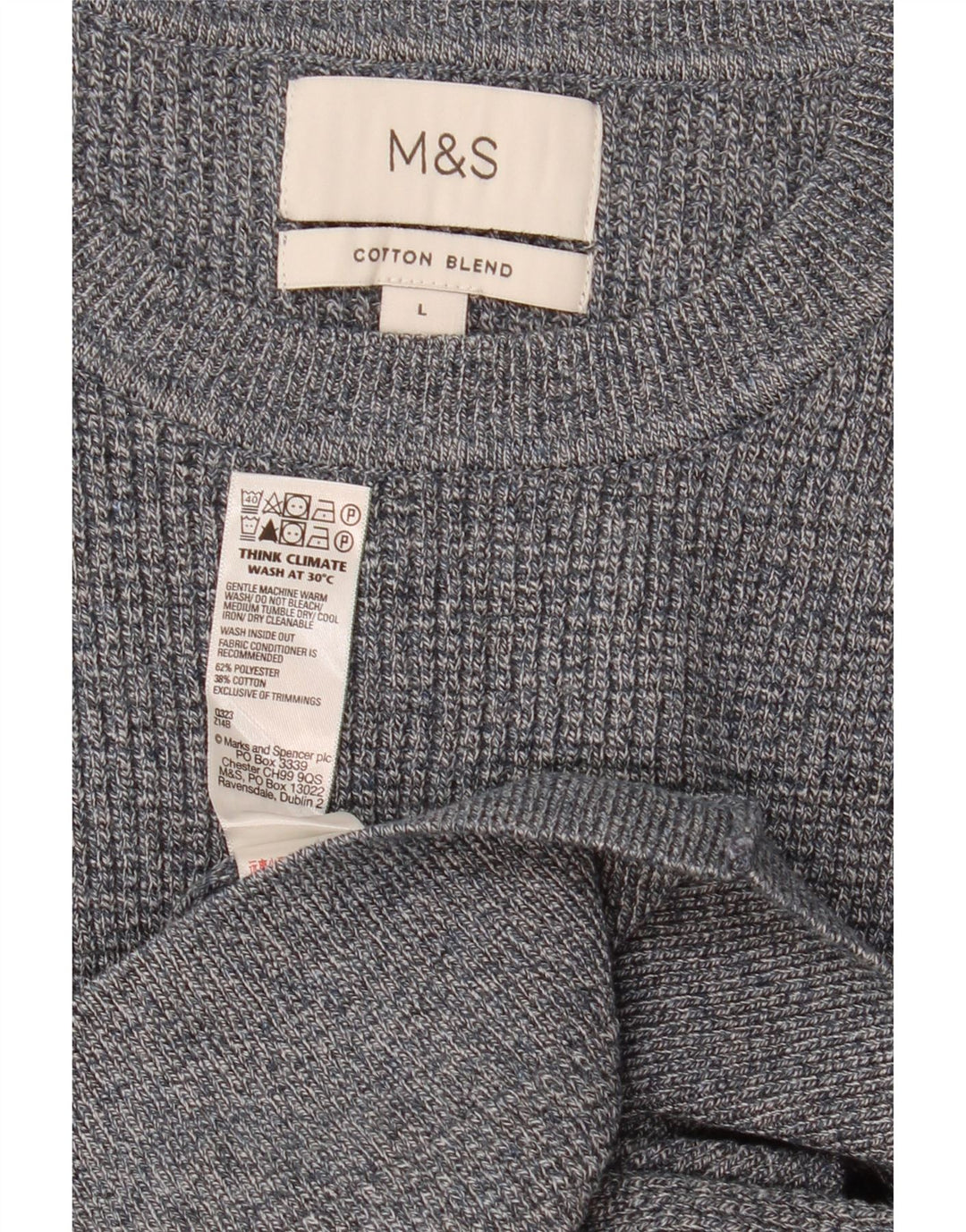 Maglione maglione girocollo da uomo Marks & Spencer grande poliestere chiazzato grigio