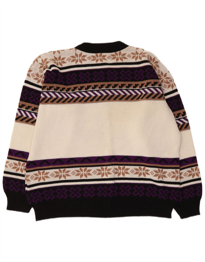 Maglione maglione girocollo vintage da uomo XL multicolore Fair Isle