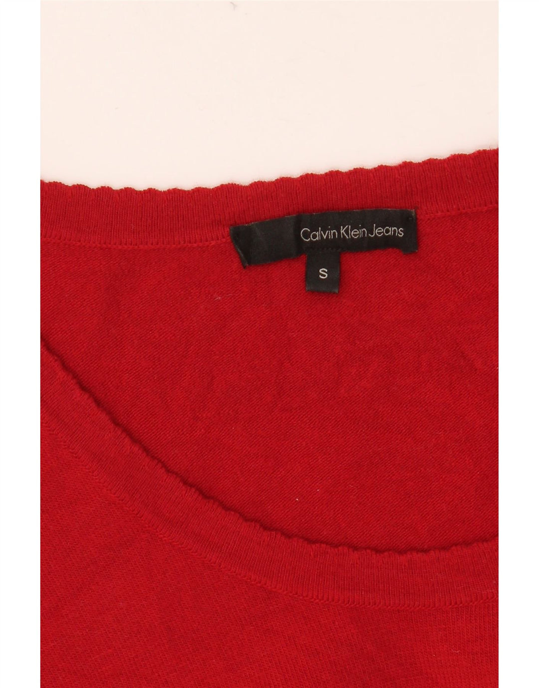 CALVIN KLEIN JEANS Maglione da donna con scollo a barca con grafica UK 10 piccolo rosso