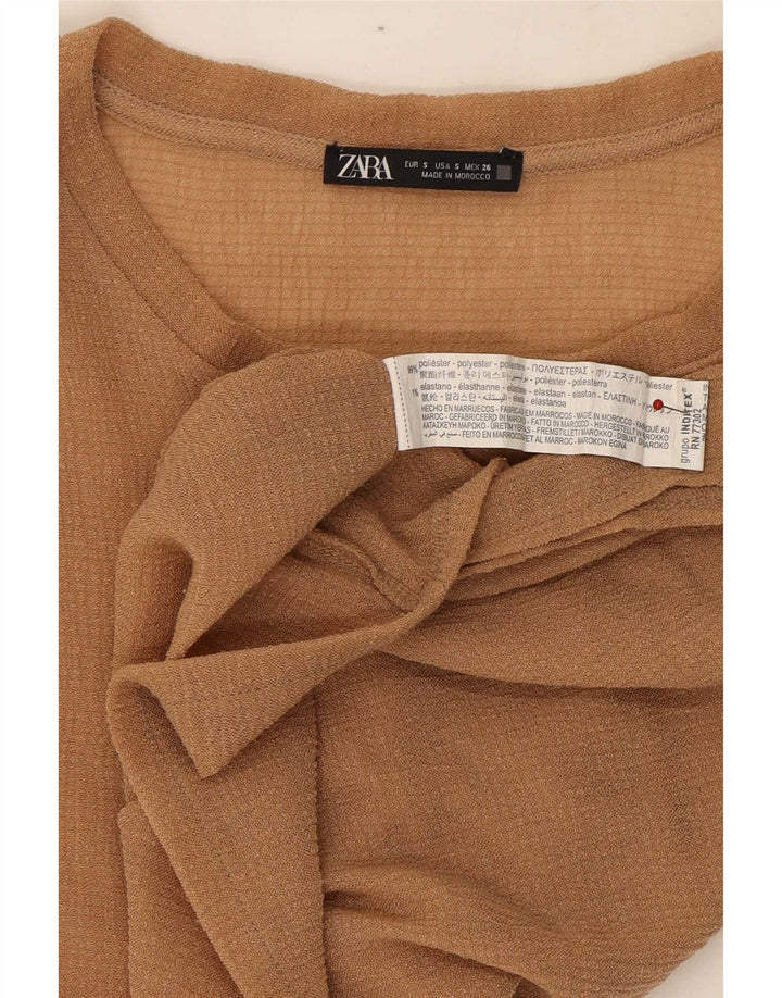 Camicetta oversize senza maniche corta da donna Zara UK 10 piccola Beige