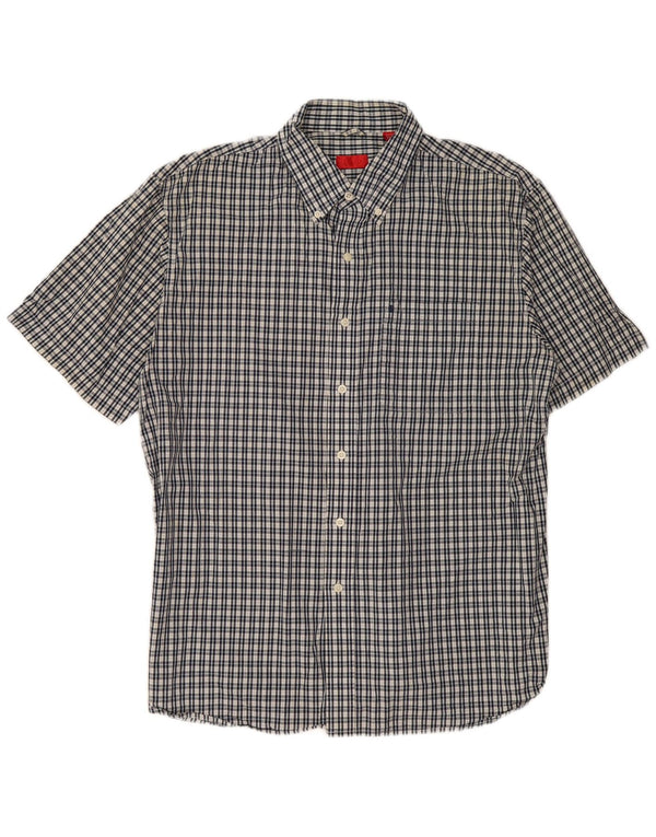 Camicia a maniche corte da uomo IZOD grande in cotone a quadri blu navy