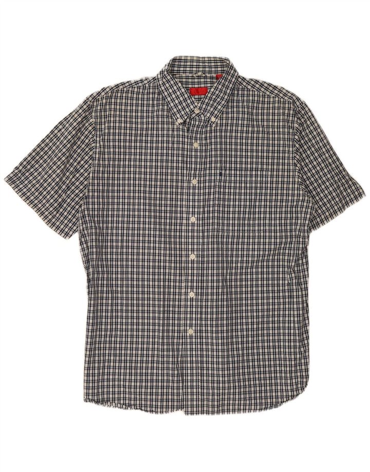 Camicia a maniche corte da uomo IZOD grande in cotone a quadri blu navy