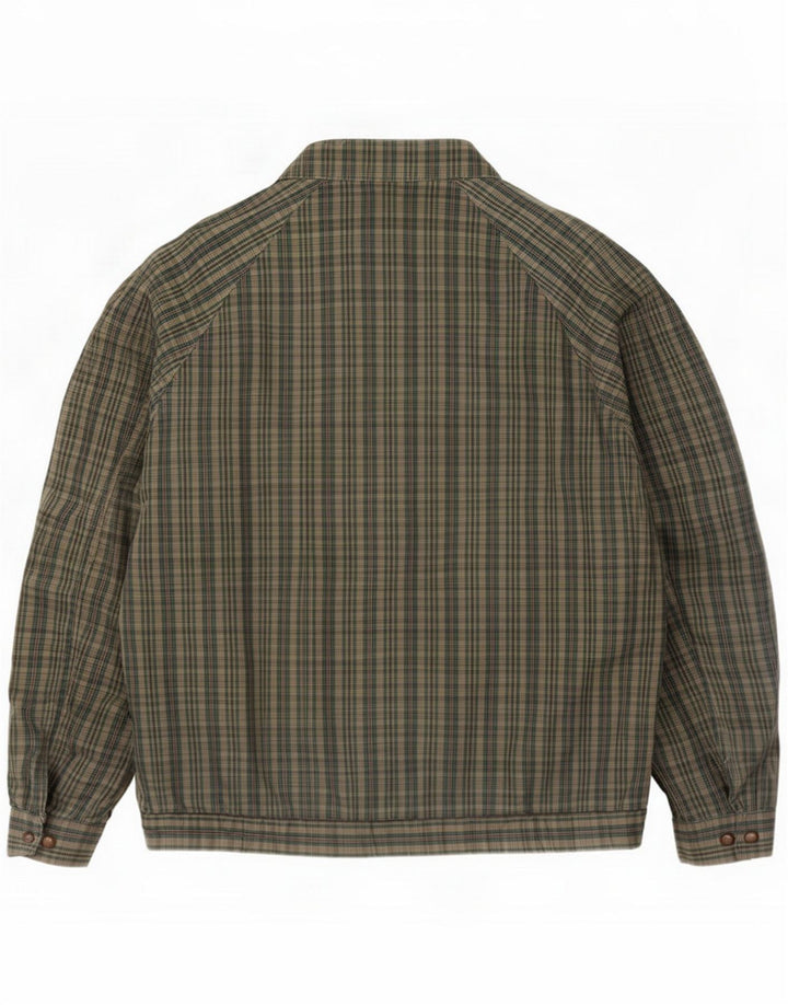 Giubbotto bomber vintage da uomo IT 46 piccolo verde a quadri