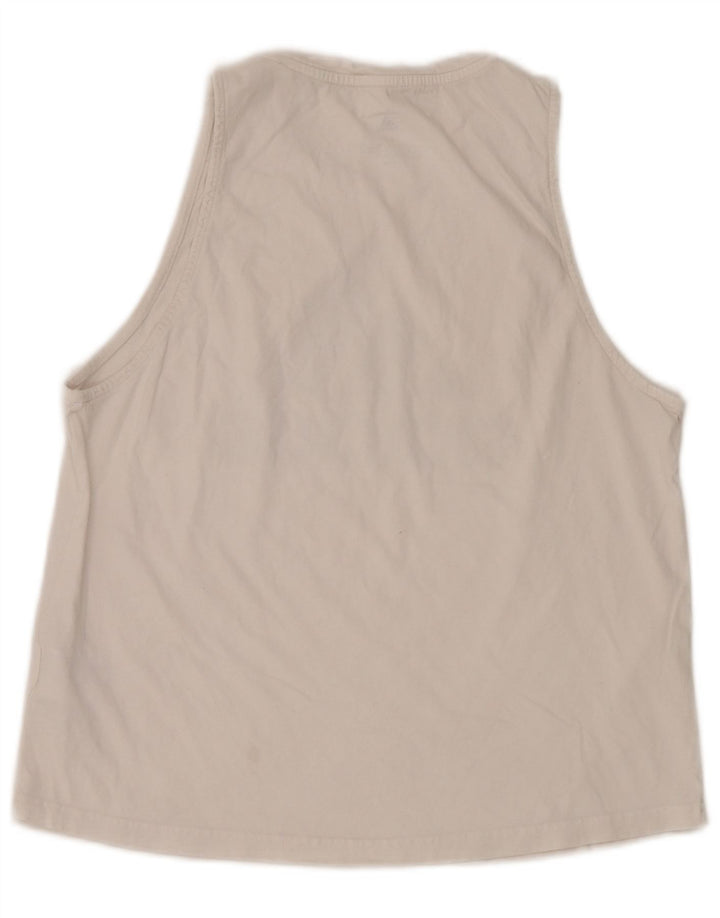 Canotta grafica da donna Adidas UK 12/14 Cotone bianco medio