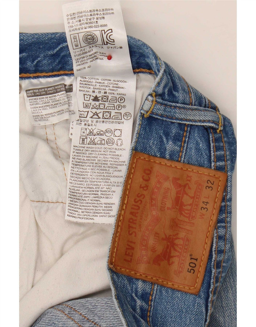 Levi's Uomo 501 Jeans dritti W34 L32 Cotone Blu