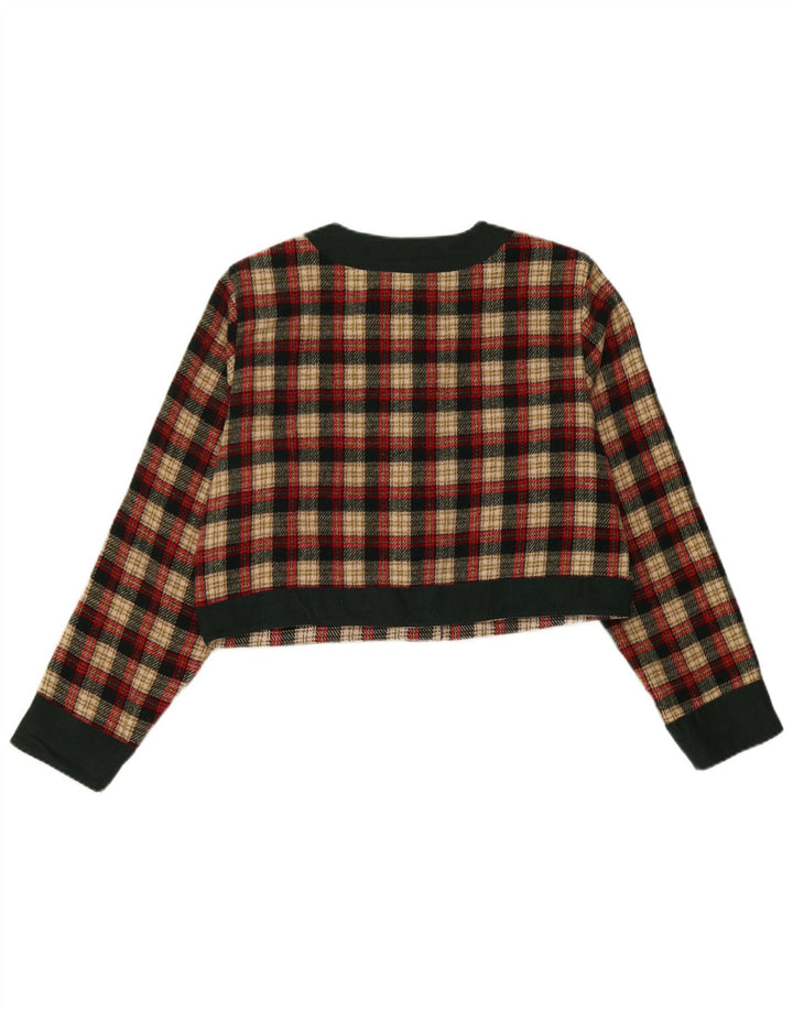 Giacca blazer corta da donna a 5 bottoni Enara Camice UK 14 medio rosso a quadri